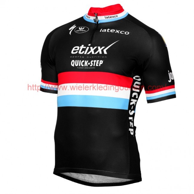 ETIXX-QUICK STEP 2017 Luxembourgian Champion zwart Fietsshirt Korte Mouw Goedkoop 201717559