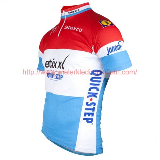 ETIXX-QUICK STEP 2017 Luxembourgian Champion rood blauw Fietsshirt Korte Mouw Goedkoop 201717562