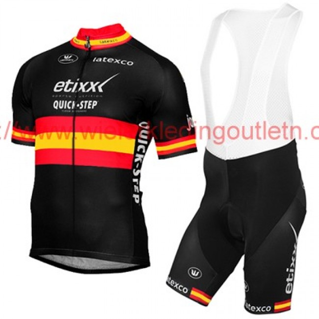 ETIXX-QUICK STEP 2017 zwart rood geel Fietskleding Fietsshirt Korte+Korte Fietsbroeken Bib 201717565