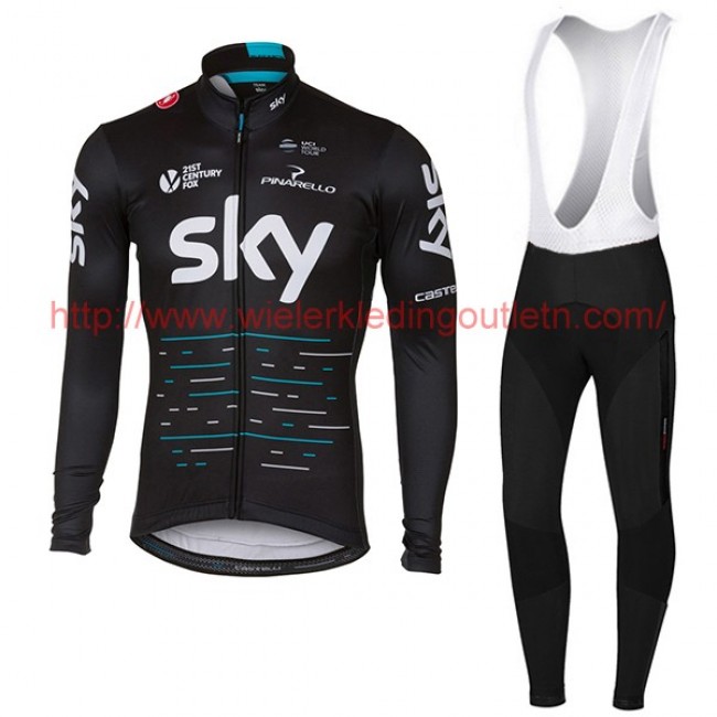 Sky Pro Team 2017 Fietskleding Fietsshirt lange mouw+Lange fietsbroeken Bib 20176991