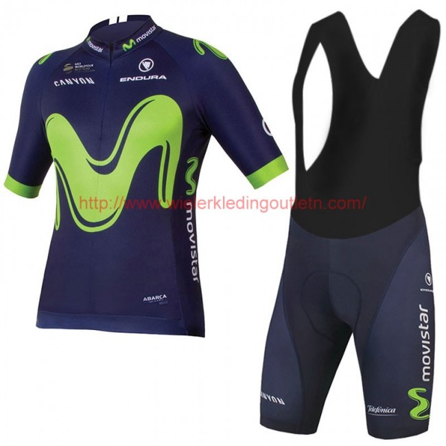 2017 Movistar Team Fietskleding Fietsshirt Korte+Korte Fietsbroeken Bib Zwart 20177002