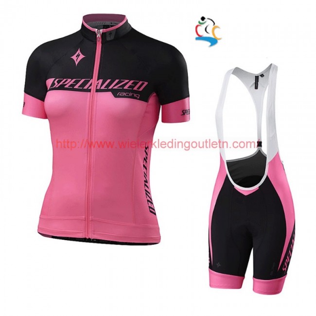 2017 Specialized Racing Dames zwart-Roos Fietskleding Fietsshirt Korte+Korte Fietsbroeken Bib 20177030