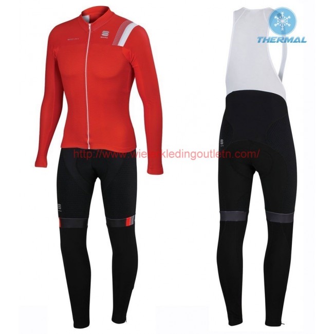 2016 Sportful JSW rood Winter Set Wielerkleding Wielershirt lange mouw+Lange fietsbroeken Bib 213741