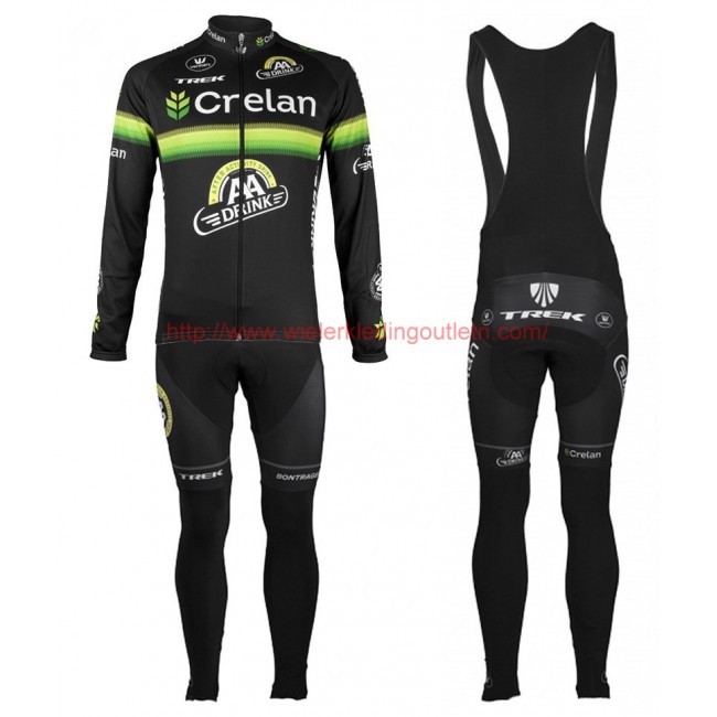 2016 Crelan-AA Drink zwart Set Wielerkleding Wielershirt lange mouw+Lange fietsbroeken Bib 213570