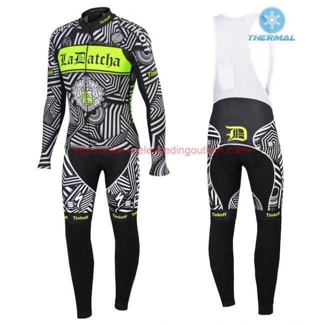 2016 Tinkoff Training zwart Winter Set Wielerkleding Wielershirt lange mouw+Lange fietsbroeken Bib 213749