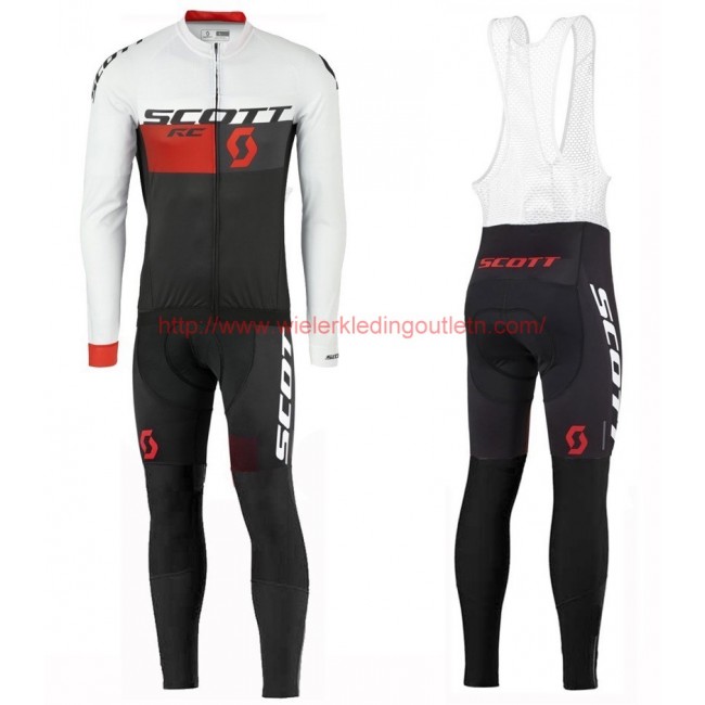 2016 Scott RC wit-zwart-rood Set Wielerkleding Wielershirt lange mouw+Lange fietsbroeken Bib 213676
