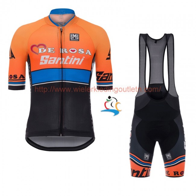 De Rosa Santini 2017 Fietskleding Wielershirt Korte Mouw+Korte Fietsbroeken Bib Zwart 201717715