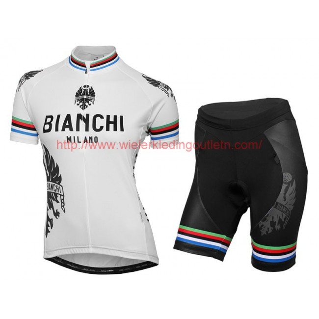 2016 Bianchi Milano Sorisol Champion du monde Dames Fietskleding Set Fietsshirt Korte Mouwen+Fietsbroek Korte 213525