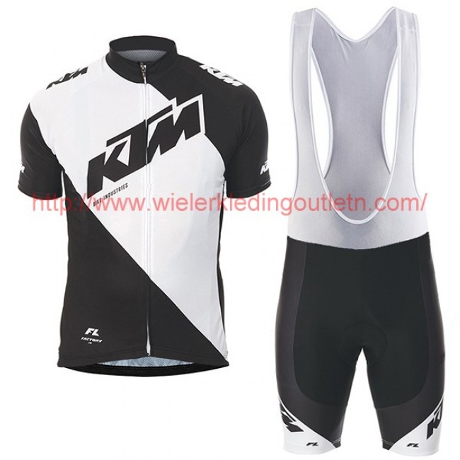 2017 Ktm Wit-Zwart Fietskleding Fietsshirt Korte+Korte Fietsbroeken Bib 20176928