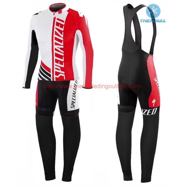 2016 Specialized Pro Team SZK wit-rood Winter Set Wielerkleding Wielershirt lange mouw+Lange fietsbroeken Bib 213721