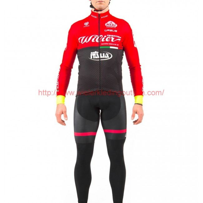 2017 Wilier Pro Team rood-zwart Fietskleding Fietsshirt lange mouw+Lange fietsbroeken 213761