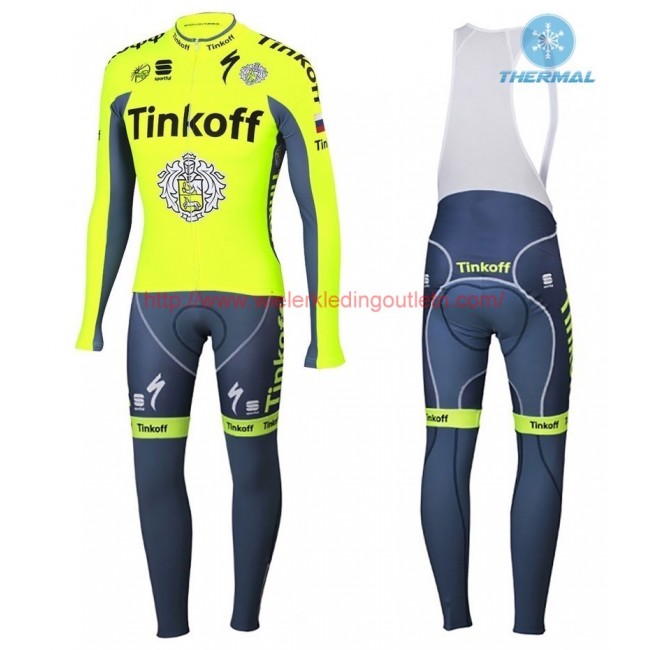2016 Tinkoff Race Team Winter Set Wielerkleding Wielershirt lange mouw+Lange fietsbroeken Bib 213745