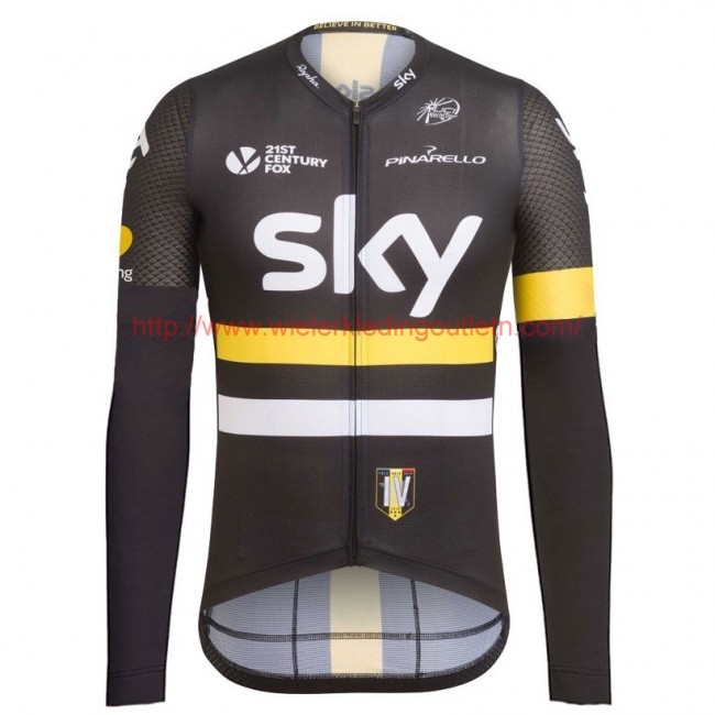 2016 Team Sky IV zwart-geel Wielerkleding Wielershirt lange mouw 213601