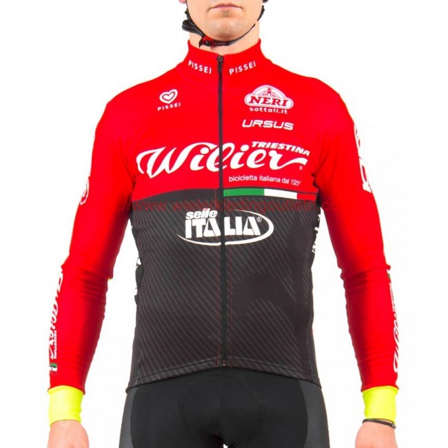 2017 Wilier Pro Team rood-zwart Wielerkleding Wielershirt lange mouw 213762