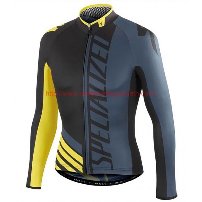 2016 Specialized Pro Team SZK zwart-grijs-geel Wielerkleding Wielershirt lange mouw 213723