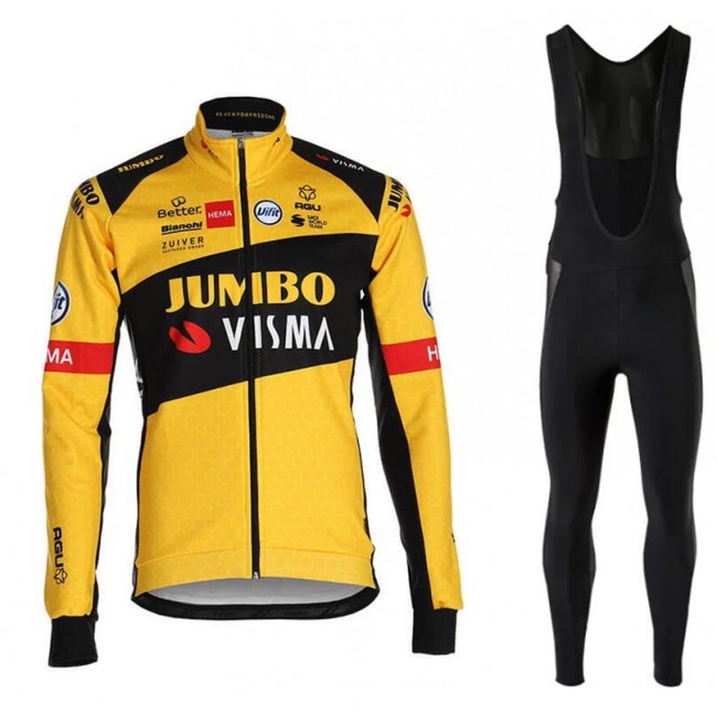 2020 TEAM JUMBO-VISMA Fietskleding Set Wielershirts lange mouw+fietsbroek lang met SVTMD
