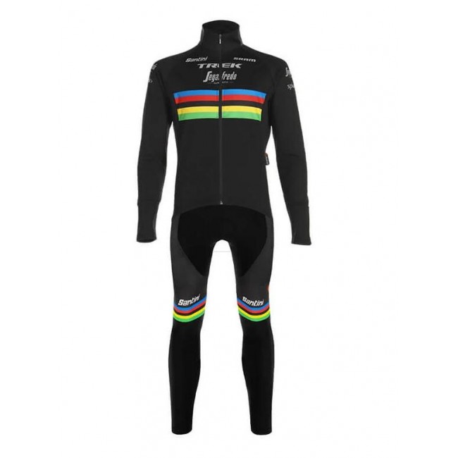 2020 TREK SEGAFREDO WORLD CHAMPION Fietskleding Set Wielershirts lange mouw+fietsbroek lang met zwart 89RER