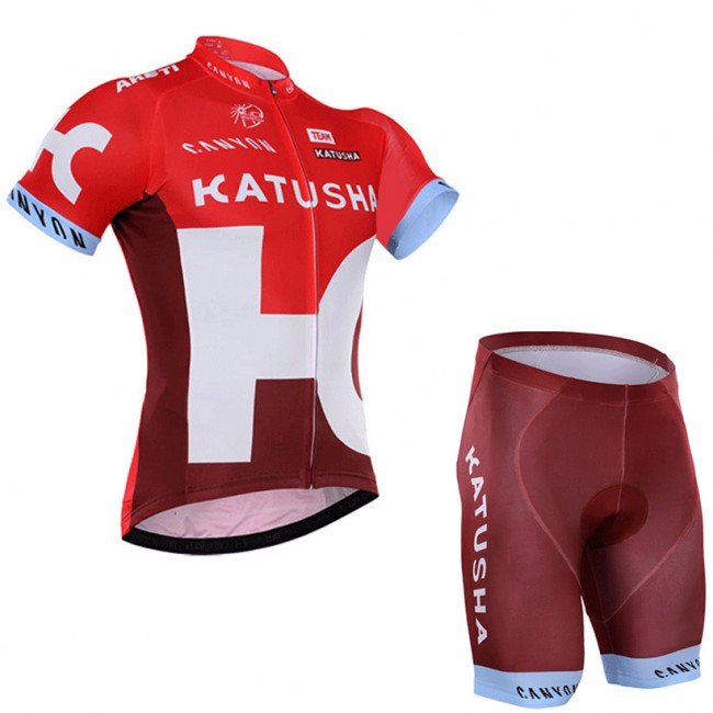 2016 Katusha Fietskleding Fisshirt Korte Mouw+Korte Fisbroeken 20160035