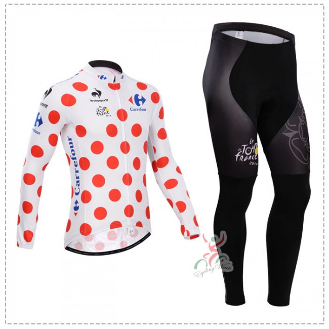 Tour de France le coq sportif 2014 Fietskleding Fietsshirt Lange Mouwen polka-dot+Lange Fietsbroeken 1384