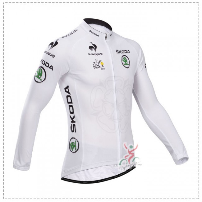 Tour de France le coq sportif 2014 Fietsshirt lange mouw Wit 1378