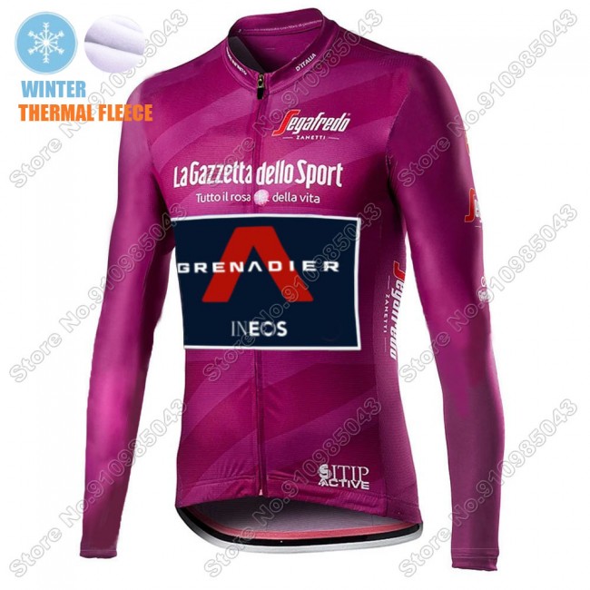 Winter Thermal Fleece Mannen Giro D-italia INEOS Grenadier 2021 Fietskleding Fietsshirt Lange Mouw 2021015