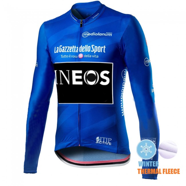 Winter Thermal Fleece Mannen Giro D-italia INEOS 2021 Fietskleding Fietsshirt Lange Mouw 2021037
