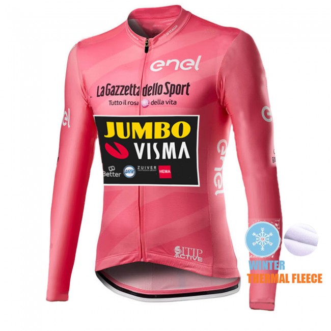 Winter Thermal Fleece Mannen Giro D-italia Jumbo Visma 2021 Fietskleding Fietsshirt Lange Mouw 2021049