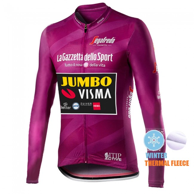 Winter Thermal Fleece Mannen Giro D-italia Jumbo Visma 2021 Fietskleding Fietsshirt Lange Mouw 2021050