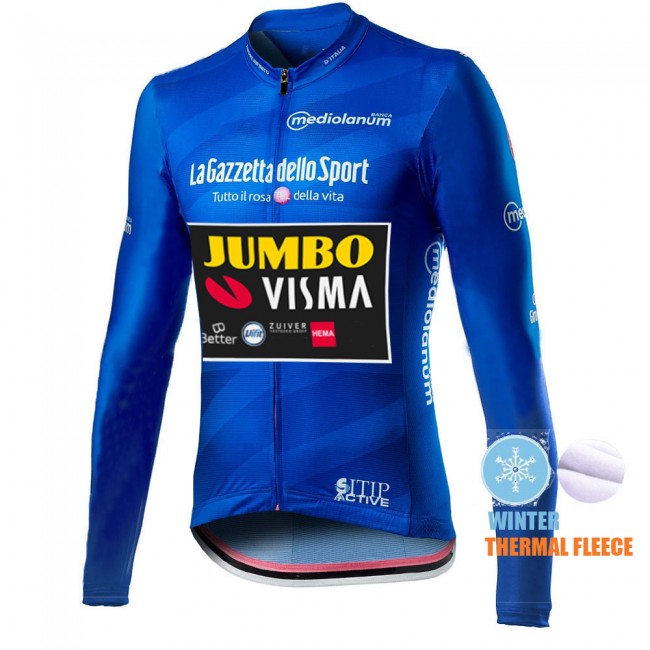 Winter Thermal Fleece Mannen Giro D-italia Jumbo Visma 2021 Fietskleding Fietsshirt Lange Mouw 2021051