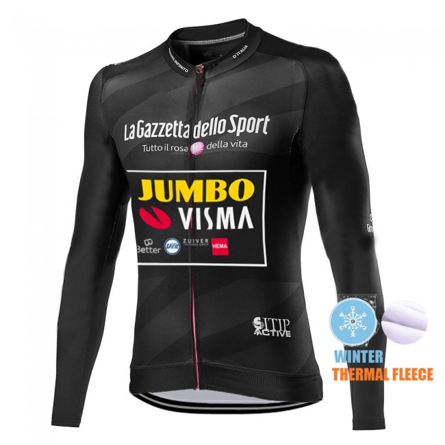 Winter Thermal Fleece Mannen Giro D-italia Jumbo Visma 2021 Fietskleding Fietsshirt Lange Mouw 2021052