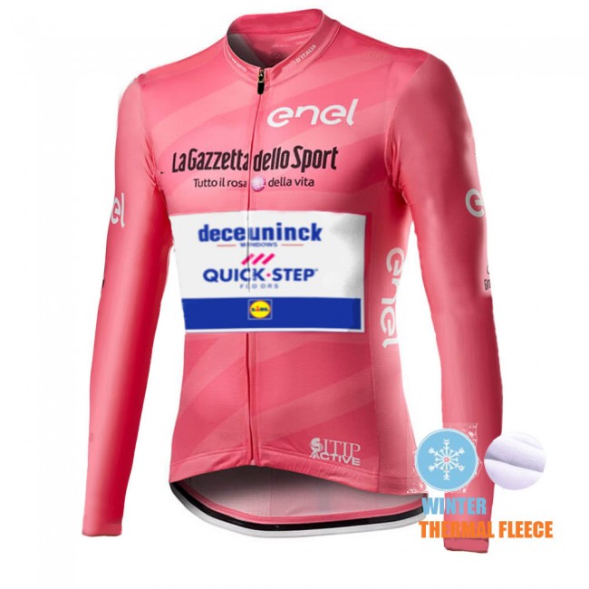 Winter Thermal Fleece Mannen Giro D-italia Quick Step 2021 Fietskleding Fietsshirt Lange Mouw 2021064