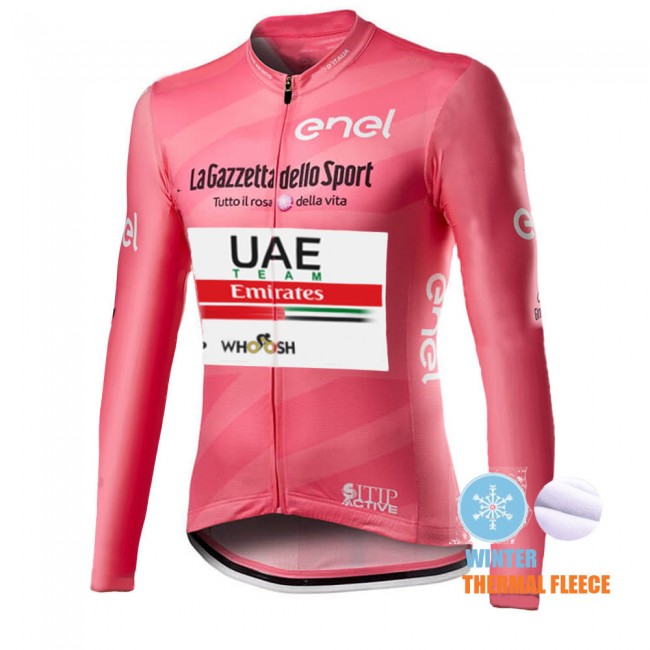 Winter Thermal Fleece Mannen Giro D-italia Uae Emirates 2021 Fietskleding Fietsshirt Lange Mouw 2021088