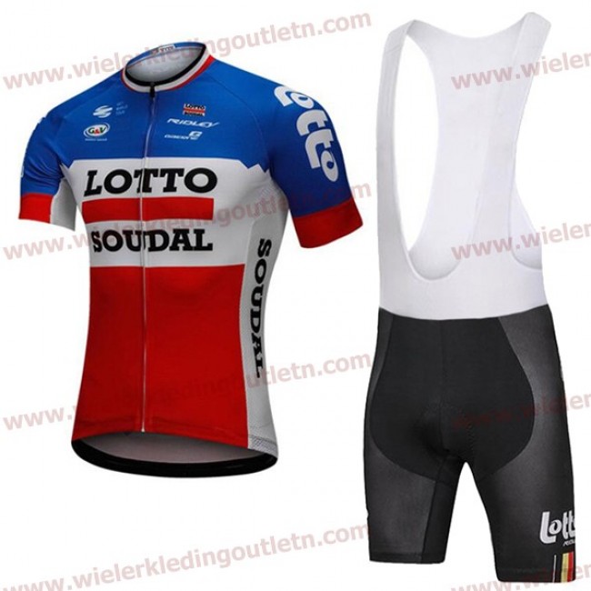 2018 Lotto Soudal blauw wit rood Wielerkleding Set Wielershirt Korte Mouw+Fiets Koersbroek A2018914