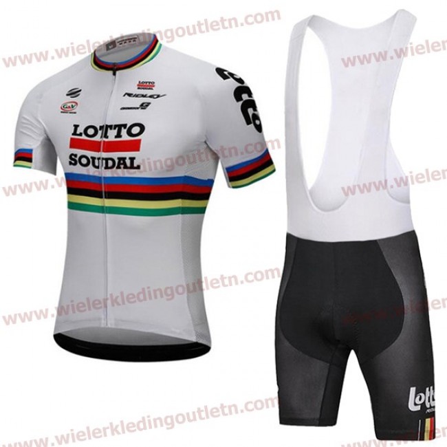 2018 Lotto Soudal wit Wielerkleding Set Wielershirt Korte Mouw+Fiets Koersbroek A2018918