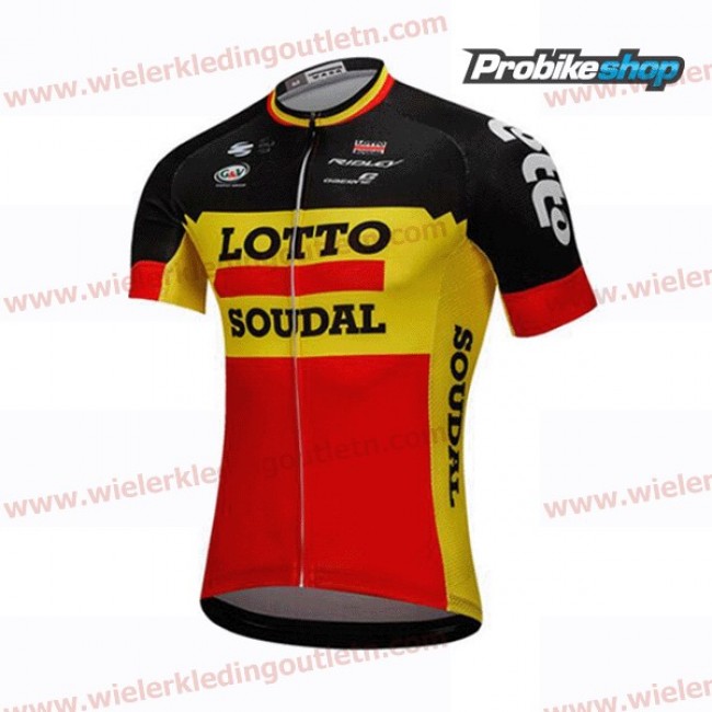 2018 Lotto Soudal zwart geel rood Wielershirt Lange Mouw A2018913