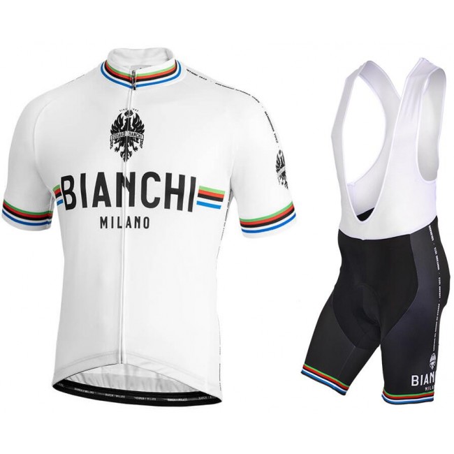 BIANCHI MILANO New Pride white Fietskleding Set Fietsshirt Korte Mouw+Korte fietsbroeken Bib 190224088