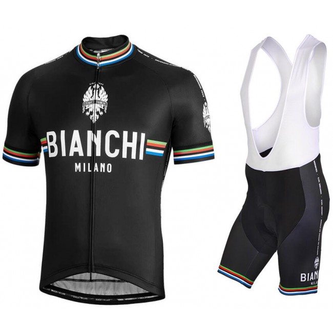 BIANCHI MILANO New Pride black Fietskleding Set Fietsshirt Korte Mouw+Korte fietsbroeken Bib 190224097