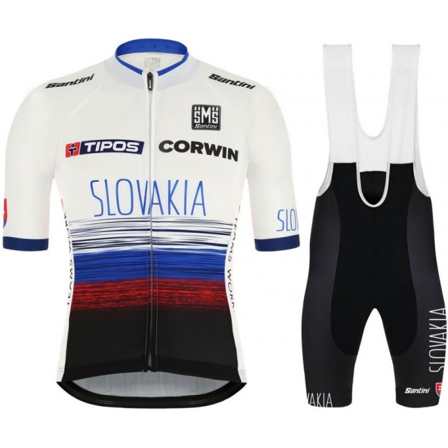 Slovakia National 2019 Fietskleding Set Fietsshirt Korte Mouw+Korte fietsbroeken Bib 19040715