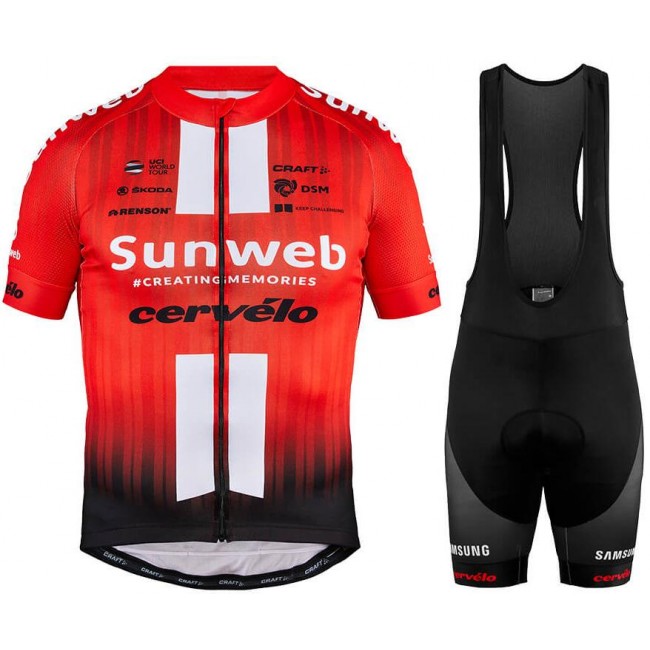 Team Sunweb 2019 Fietskleding Set Fietsshirt Korte Mouw+Korte fietsbroeken Bib 19040737