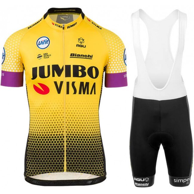 TEAM Jumbo-Visma 2019 Fietskleding Set Fietsshirt Korte Mouw+Korte fietsbroeken Bib 19040752