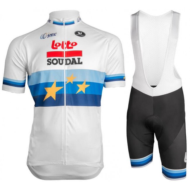 LOTTO SOUDAL European Champion 2019 Fietskleding Set Fietsshirt Korte Mouw+Korte fietsbroeken Bib 19040755