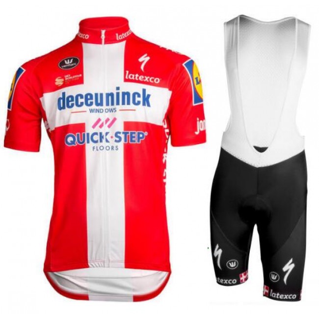Deceuninck-Quick Step Danish Champion 2019 Fietskleding Set Fietsshirt Korte Mouw+Korte fietsbroeken Bib 19040772