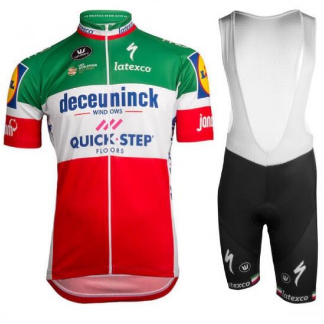 Deceuninck-Quick Step Italian Champion 2019 Fietskleding Set Fietsshirt Korte Mouw+Korte fietsbroeken Bib 19040766