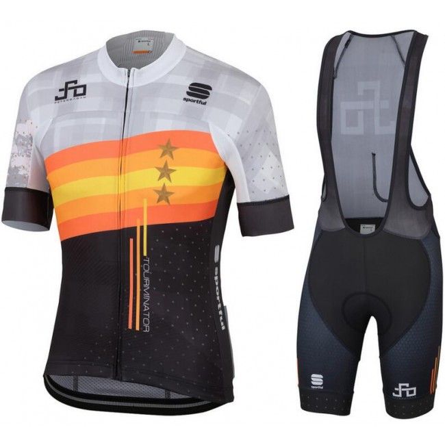 Team Sagan Stars 2019 gray Fietskleding Set Fietsshirt Korte Mouw+Korte fietsbroeken Bib 19040784