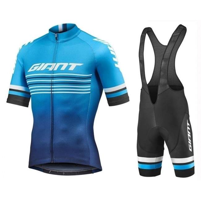 2019 Giant Race Day Blue Fietskleding Set Fietsshirt Korte Mouw+Korte fietsbroeken Bib 190224111