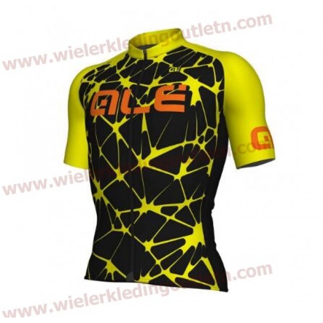 ALE SOLID Cracle Fluo yellow Wielershirt Korte Mouw A2018988