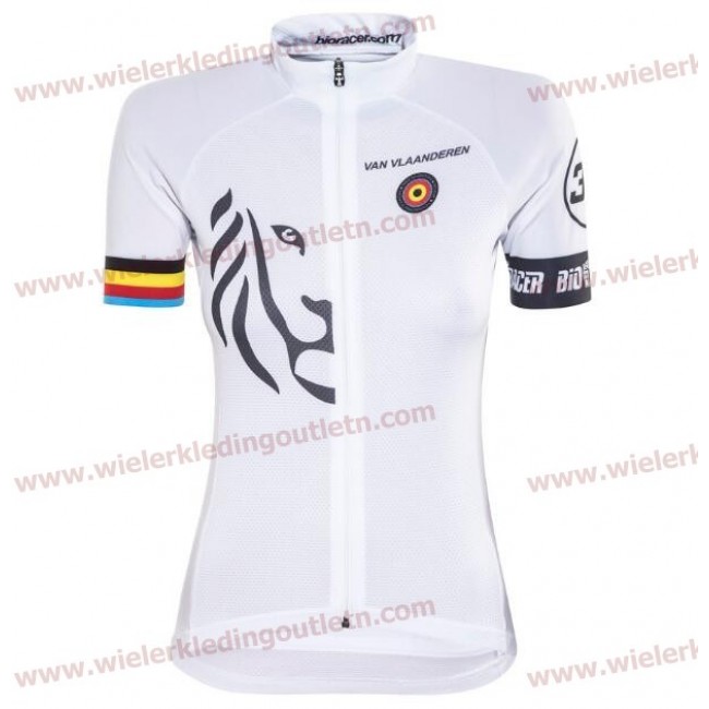 Bioracer Van Vlaanderen Dames Wit Zwart 2018 Wielershirt korte mouwen 18A0083