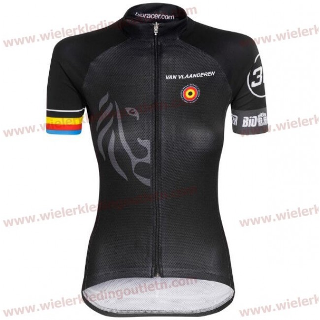 Bioracer Van Vlaanderen Dames Zwart 2018 Wielershirt korte mouwen 18A0087