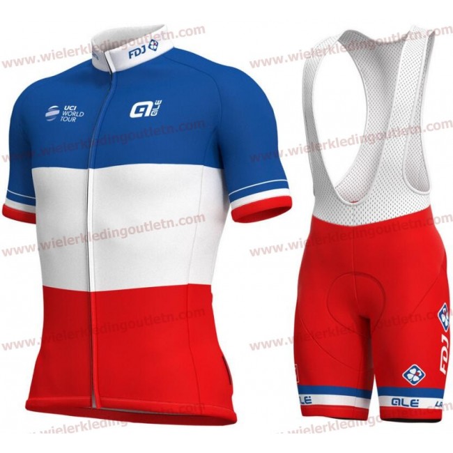 Groupama Fdj French Champion 2018 Fietskleding Set Wielershirt korte mouwen+Fiets Koersbroek 18A0021