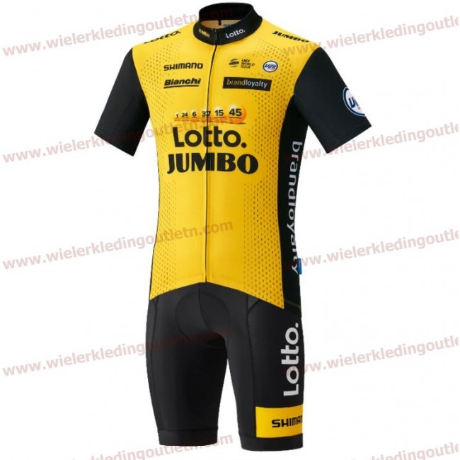 LottoNL-Jumbo 2018 Wielerkleding Set Wielershirt Korte Mouwen+Korte fietsbroeken D151